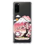 Samsung Galaxy S20 Kawaii Manga Pink Cherry Blossom Fuji Mountain Mochi Girl Hybrid Protective Phone Case Cover
