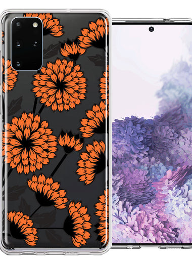 Samsung Galaxy S20 Plus Orange Chrysanthemum Flowers Design Double Layer Phone Case Cover