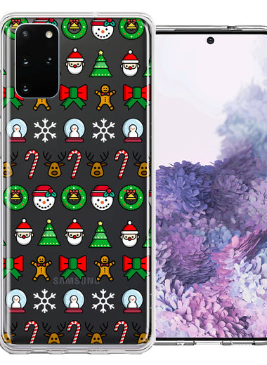 Samsung Galaxy S20 Plus Classic Christmas Polka Dots Santa Snowman Reindeer Candy Cane Design Double Layer Phone Case Cover