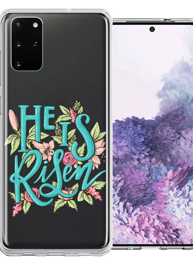 Samsung Galaxy S20 Plus He Is Risen Text Easter Jesus Christian Flowers Double Layer Phone Case Cover