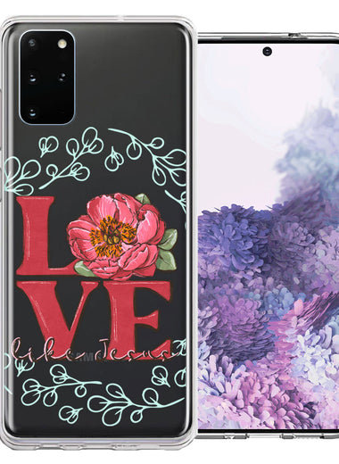 Samsung Galaxy S20 Plus Love Like Jesus Flower Text Christian Double Layer Phone Case Cover