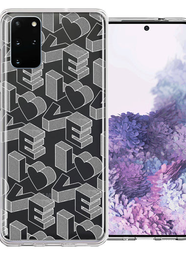 Samsung Galaxy S20 Plus 3D Love Letters Hearts Valentine's Day Double Layer Phone Case Cover