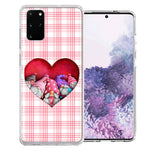 Samsung Galaxy S20 Plus Valentine's Day Garden Gnomes Heart Love Pink Plaid Double Layer Phone Case Cover