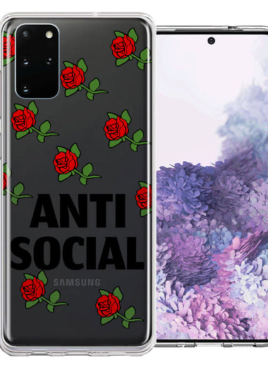 Samsung Galaxy S20 Plus Anti Social Roses Design Double Layer Phone Case Cover