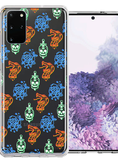 Samsung Galaxy S20 Plus Snakes Skulls Roses Design Double Layer Phone Case Cover