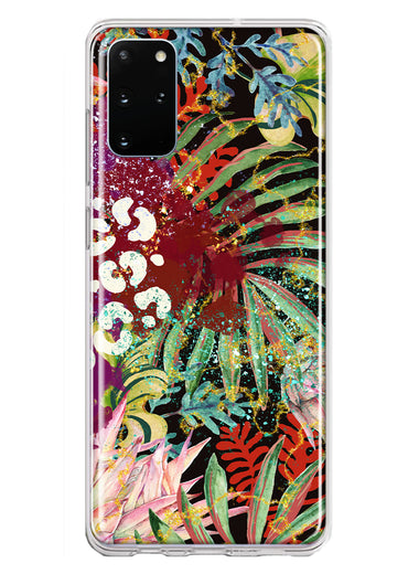 Samsung Galaxy S20 Plus Leopard Tropical Flowers Vacation Dreams Hibiscus Floral Hybrid Protective Phone Case Cover