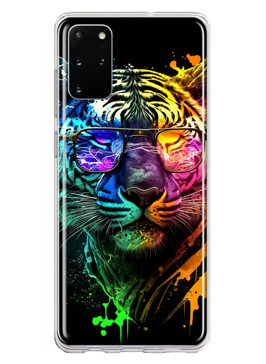 Samsung Galaxy S20 Plus Neon Rainbow Swag Tiger Hybrid Protective Phone Case Cover