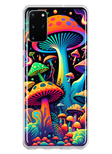 Samsung Galaxy S20 Plus Neon Rainbow Psychedelic Indie Hippie Mushrooms Hybrid Protective Phone Case Cover