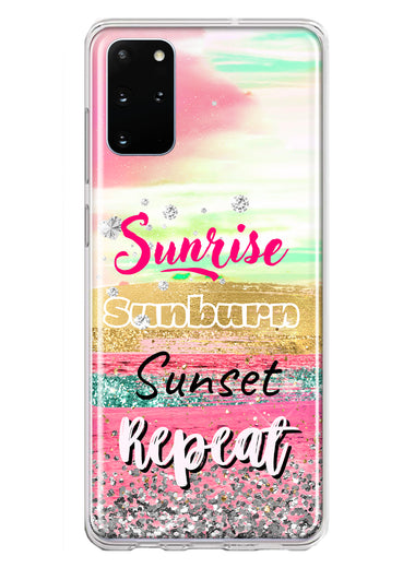 Samsung Galaxy S20 Plus Summer Brush Strokes Sunrise Sunburn Sunset Repeat Hybrid Protective Phone Case Cover