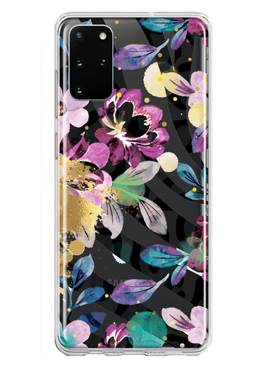 Samsung Galaxy S20 Plus Zebra Stripes Tropical Flowers Purple Blue Summer Vibes Hybrid Protective Phone Case Cover