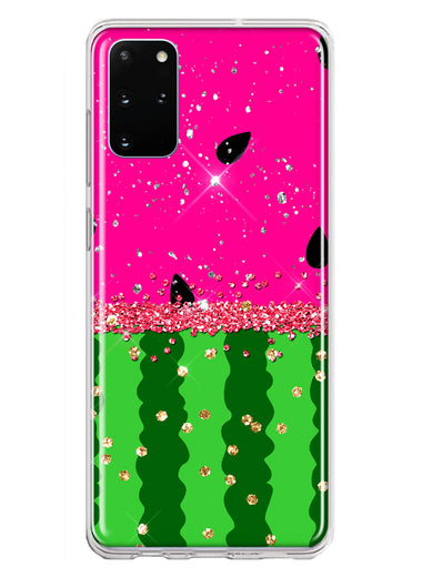 Samsung Galaxy S20 Plus Summer Watermelon Sugar Vacation Tropical Fruit Pink Green Hybrid Protective Phone Case Cover
