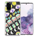 Samsung Galaxy S20 Plus 70's Yin Yang Hippie Happy Peace Stars Design Double Layer Phone Case Cover