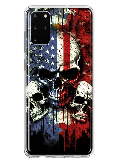 Samsung Galaxy S20 Plus American USA Flag Skulls Blue Red Double Layer Phone Case Cover