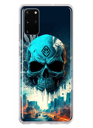 Samsung Galaxy S20 Plus Blue Apocalypse Cyberpunk Skull Feather Double Layer Phone Case Cover