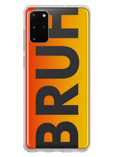 Samsung Galaxy S20 Plus Orange Red Clear Funny Text Quote Bruh Hybrid Protective Phone Case Cover