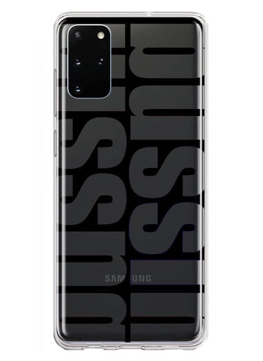 Samsung Galaxy S20 Plus Black Clear Funny Text Quote Bussin Hybrid Protective Phone Case Cover
