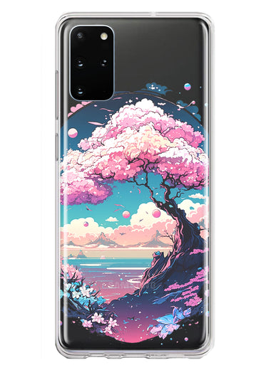 Samsung Galaxy S20 Plus Kawaii Manga Pink Cherry Blossom Japanese Sky Floral Ocean Hybrid Protective Phone Case Cover
