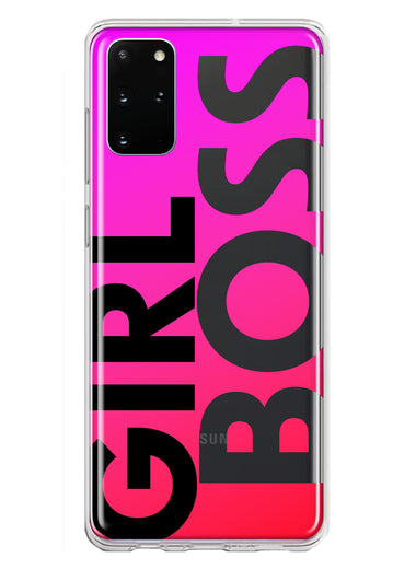 Samsung Galaxy S20 Plus Pink Clear Funny Text Quote Girl Boss Hybrid Protective Phone Case Cover