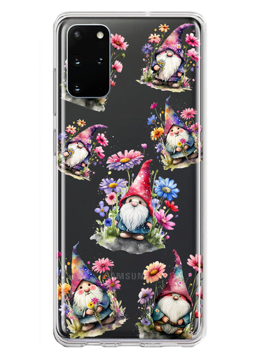 Samsung Galaxy S20 Plus Cute Pink Purple Cosmos Flowers Gnomes Spring Floral Double Layer Phone Case Cover