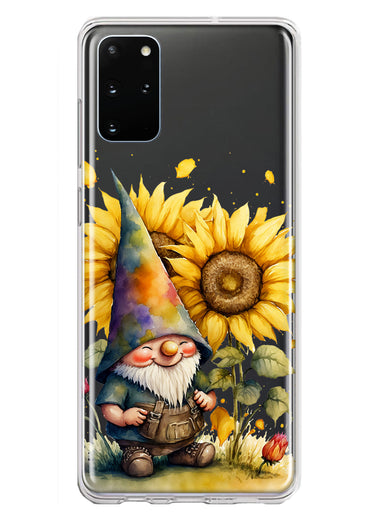 Samsung Galaxy S20 Plus Cute Gnome Sunflowers Clear Hybrid Protective Phone Case Cover