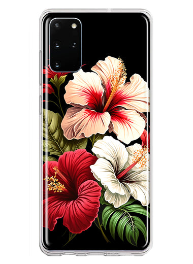 Samsung Galaxy S20 Plus Pink Red Hibiscus Wild Flowers Floral Hybrid Protective Phone Case Cover
