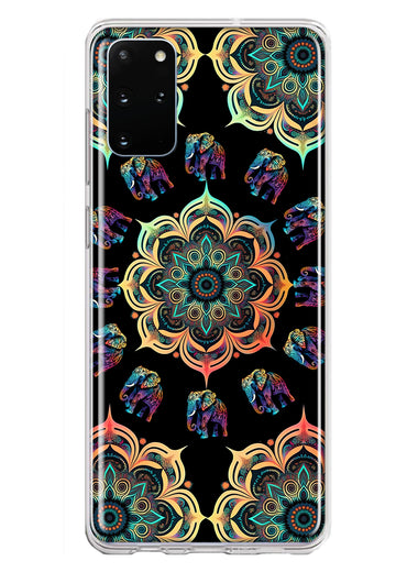 Samsung Galaxy S20 Plus Mandala Geometry Abstract Elephant Pattern Hybrid Protective Phone Case Cover