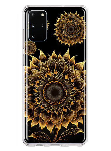 Samsung Galaxy S20 Plus Mandala Geometry Abstract Sunflowers Pattern Hybrid Protective Phone Case Cover