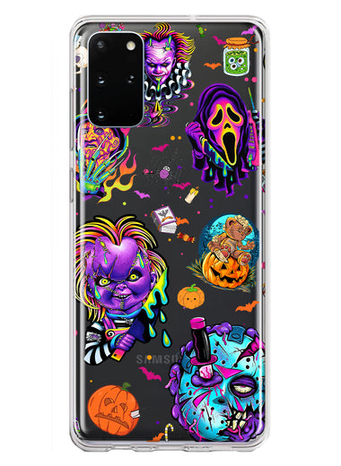 Samsung Galaxy S20 Plus Cute Halloween Spooky Horror Scary Neon Characters Hybrid Protective Phone Case Cover