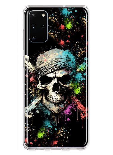Samsung Galaxy S20 Plus Fantasy Paint Splash Pirate Skull Hybrid Protective Phone Case Cover