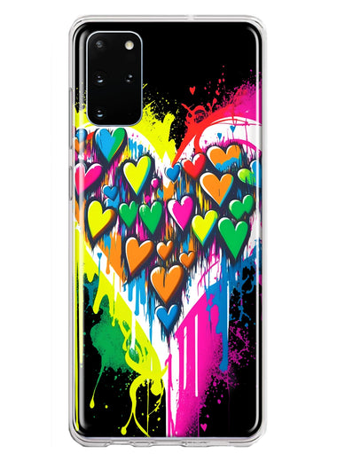 Samsung Galaxy S20 Plus Colorful Rainbow Hearts Love Graffiti Painting Hybrid Protective Phone Case Cover