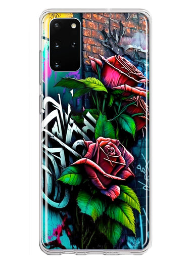 Samsung Galaxy S20 Plus Red Roses Graffiti Painting Art Hybrid Protective Phone Case Cover