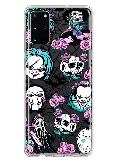 Samsung Galaxy S20 Plus Roses Halloween Spooky Horror Characters Spider Web Hybrid Protective Phone Case Cover