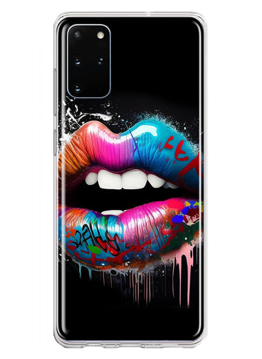 Samsung Galaxy S20 Plus Colorful Lip Graffiti Painting Art Hybrid Protective Phone Case Cover