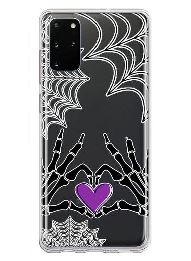Samsung Galaxy S20 Plus Halloween Skeleton Heart Hands Spooky Spider Web Hybrid Protective Phone Case Cover
