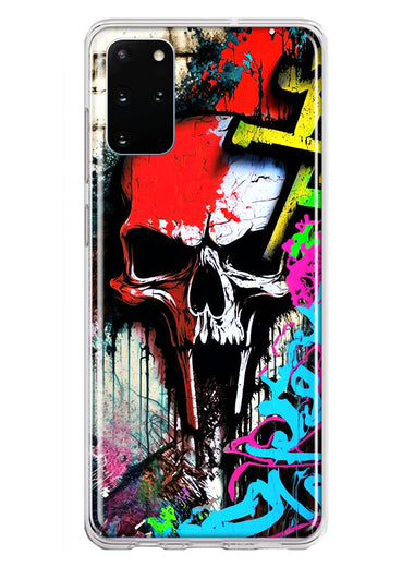 Samsung Galaxy S20 Plus Skull Face Graffiti Painting Art Hybrid Protective Phone Case Cover