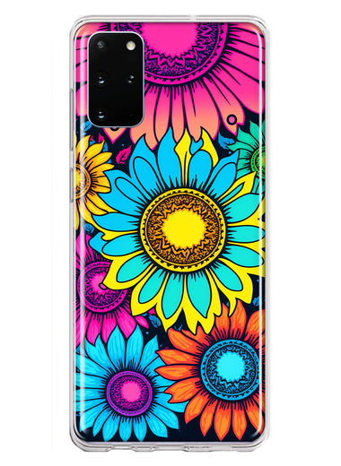 Samsung Galaxy S20 Plus Vintage Colorful Abstract Sunflowers Floral Double Layer Phone Case Cover