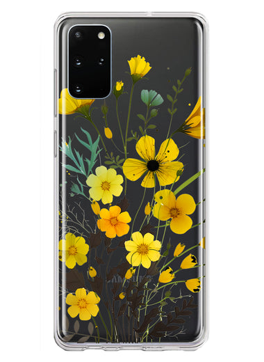 Samsung Galaxy S20 Plus Yellow Summer Flowers Floral Hybrid Protective Phone Case Cover
