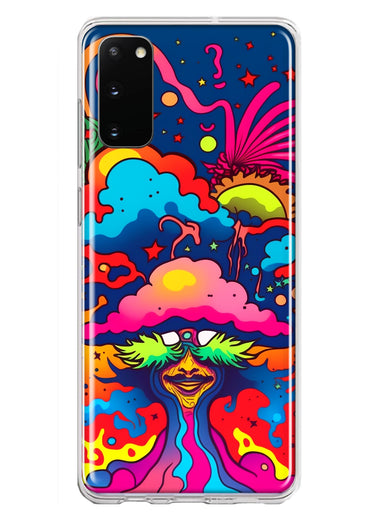 Samsung Galaxy S20 Neon Rainbow Psychedelic Trippy Hippie Bomb Star Dream Hybrid Protective Phone Case Cover