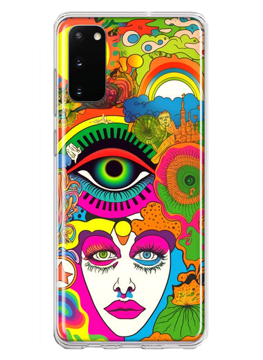 Samsung Galaxy S20 Neon Rainbow Psychedelic Trippy Hippie DaydreamHybrid Protective Phone Case Cover