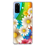 Samsung Galaxy S20 Colorful Rainbow Daisies Blue Pink White Green Double Layer Phone Case Cover