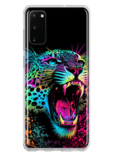 Samsung Galaxy S20 Neon Rainbow Glow Colorful Leopard Hybrid Protective Phone Case Cover