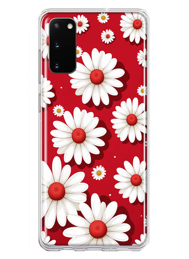 Samsung Galaxy S20 Cute White Red Daisies Polkadots Double Layer Phone Case Cover