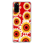 Samsung Galaxy S20 Yellow Sunflowers Polkadot on Red Double Layer Phone Case Cover
