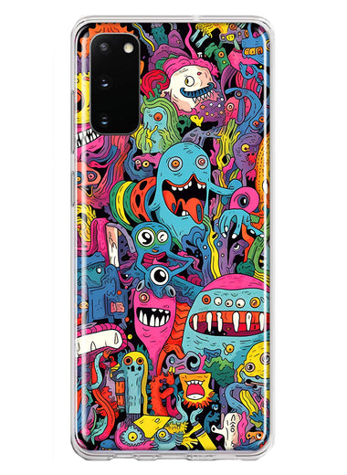 Samsung Galaxy S20 Psychedelic Trippy Happy Aliens Characters Hybrid Protective Phone Case Cover