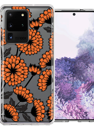 Samsung Galaxy S20 Ultra Orange Chrysanthemum Flowers Design Double Layer Phone Case Cover