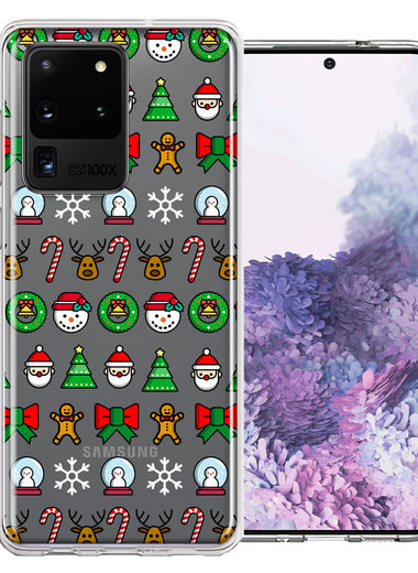 Samsung Galaxy S20 Ultra Classic Christmas Polka Dots Santa Snowman Reindeer Candy Cane Design Double Layer Phone Case Cover