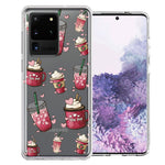 Samsung Galaxy S20 Ultra Coffee Lover Valentine's Hearts Pink Drink Latte Double Layer Phone Case Cover