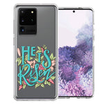 Samsung Galaxy S20 Ultra He Is Risen Text Easter Jesus Christian Flowers Double Layer Phone Case Cover