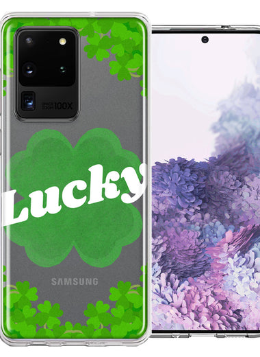 Samsung Galaxy S20 Ultra Lucky St Patrick's Day Shamrock Green Clovers Double Layer Phone Case Cover
