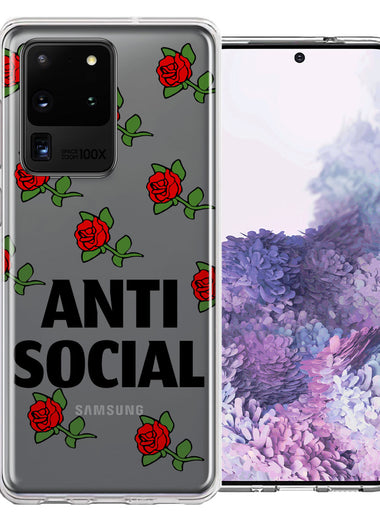 Samsung Galaxy S20 Ultra Anti Social Roses Design Double Layer Phone Case Cover